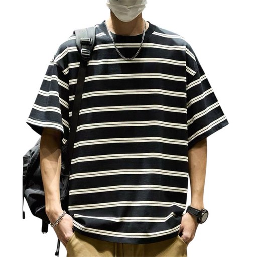 하이다 남자 오버사이즈 반팔티 스트라이프 3XL