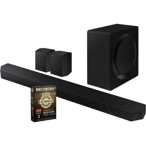 삼성 HW-Q990D 11.1.4ch 사운드바후면 스피커 포함 무선 돌비 애트모스 오디오2024 2X 4K HDMI 2.0 케이블순수 구리 도체 및 데코 기어 CPS 독점 1년, w/ Exclusive 12 Month Protecti, 1개