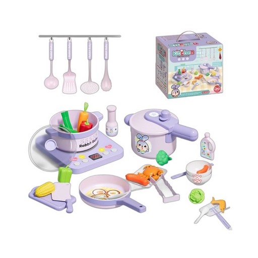 베이제 키즈 소꿉놀이 주방 완구 다용도 모의 밥 짓기 시뮬레이션 주방 도구 JZS266, 1개, 보라