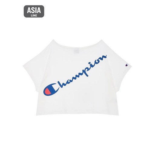 20SS [ASIA] 여성 Champion 로고 보트넥 반팔 티셔츠 CKTS0E079WT