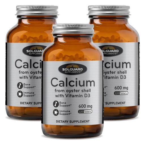 Solguard 칼슘 600mg 오이스터 쉘 비타민 D3 타블렛