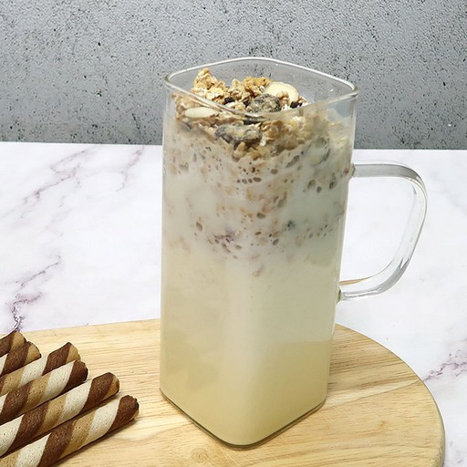 감성 내열유리 손잡이 사각 머그컵 400ml