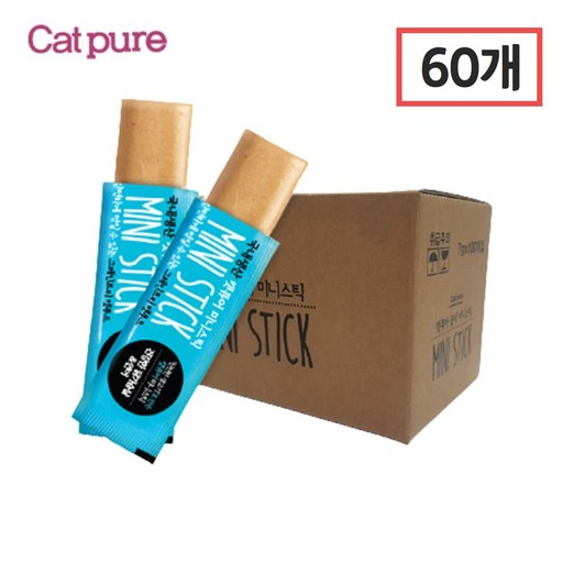 캣퓨어 고양이 간식 미니 스틱 닭가슴살&연어 7g X 60개