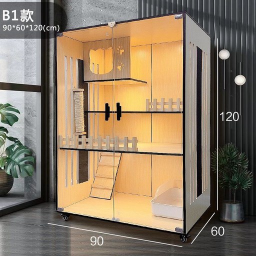 고양이 케이지 빌라 초대형 여유 공간 가정용 실내 2층 단단한 나무 집 럭셔리