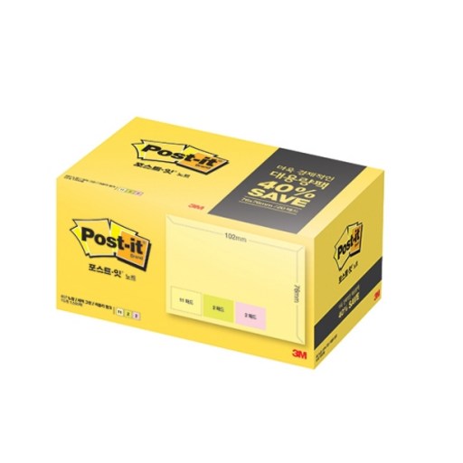 3M)포스트-잇 노트(657-15A 대용량팩/102*76mm)