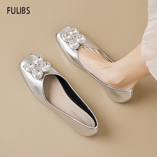 FULIBS 빅사이즈 여성 보석 펌프스 단화 직장인 플랫 슈즈 220-265
