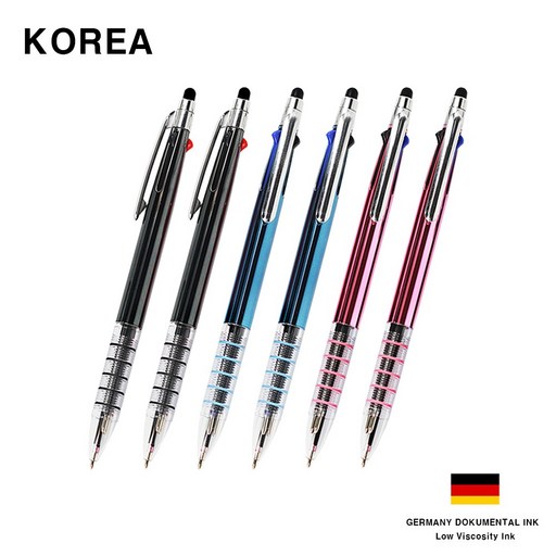 코리아 5링 니들 3색 터치펜 초저점도 독일 잉크 볼펜 0.7mm