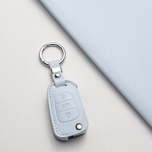 기아현대 호환 천연 소가죽 3버튼 폴딩 키케이스 아반떼 MD모닝레이쏘울스포티지 R쏘렌토봉고YF 쏘나타i30K5K7포르테그랜저 TG 차량용품, C 타입, 스카이블루