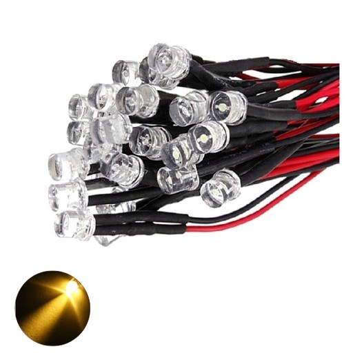 12V 3파이 옐로우 플랫 와이어 케이블 LED DIY 절 사찰 기도등 불교 촛불 인테리어 연꽃초 조명 용품 수리 무드등 차량 오토바이 튜닝