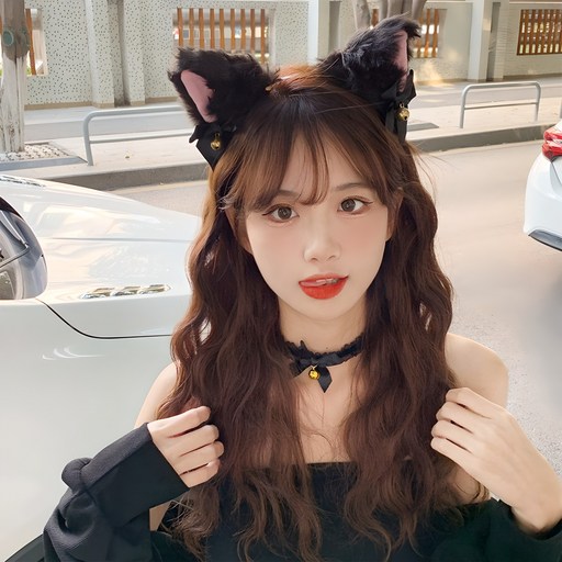 데키즈 할로윈 머리띠 리본 고양이