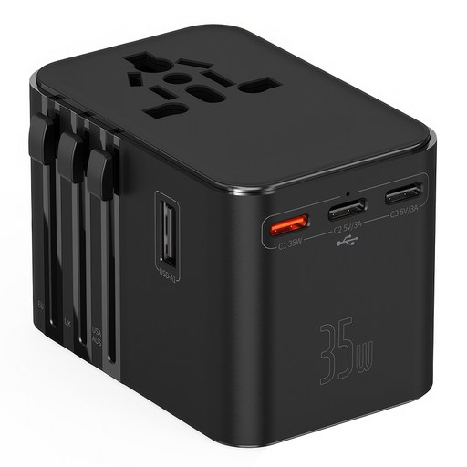 RUNDX PD 고속충전 5포트 멀티어댑터 해외 여행용 플러그 2 USB-A + 3 c타입
