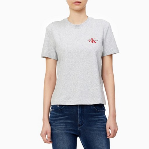 [캘빈클라인진] 여성 모노그램 자수 로고 반팔 티셔츠 (J216166-P01)