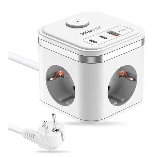 큐브 멀티탭 C타입2개 (Type-c*2)+USB-A PD20W 3구 고용량 멀티탭MINI 멀티탭 16A 1개 3680W 1.5m
