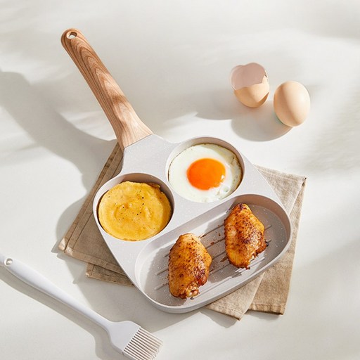 ZOZOFO KC인증 식품 등급 식용 코팅 처리된 후라이팬 아침 요리 에그팬 프라이팬 3구 멀티 베이킹도구 IH 인덕션겸용