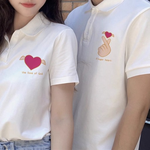 YioYcc 커플티 반팔 면 티셔츠