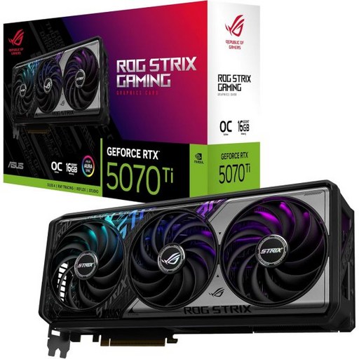 ASUS ROG Strix 지포스 RTX 5070 Ti OC 에디션 16GB GDDR7 그래픽 카드 (PCIe 5.0 HDMIDP 2.1 3.2슬롯 Axial-tech 팬 Ma