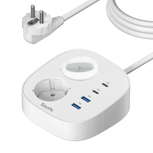 Soopii GaN 65W 초고속충전 2구 콘센트 4000W 책상 USB 멀티탭 GC10