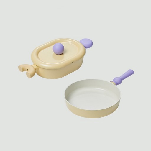 베터핑거 IH 인덕션 쿡웨어 옐로우 2종 세트(전골냄비24cm+프라이팬24cm)
