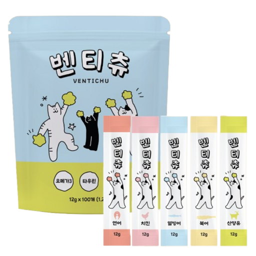 벤티츄 짜먹는 츄르 고양이간식 100스틱 대용량