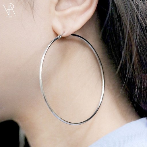 VARAM [한쌍] 써지컬 빅후프링 4.5cm~10cm 변색 휘어짐없는 스틸 원터치 링귀걸이