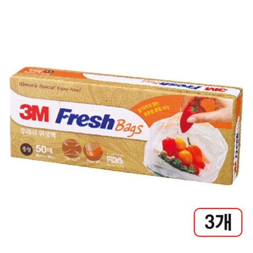 3M)후레쉬 백(중/25cmx35cm/50매) 3개입