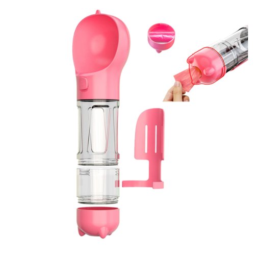 [Roomfittie 루미피티] 강아지 산책용 4in1 물병 300ml (급수+간식+배변봉투+삽) 반려견 휴대용 물통