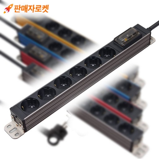 현대 서버탭 6구 알루미늄 과부하차단 누전차단 고용량멀티탭 4000W KS인증 국내생산