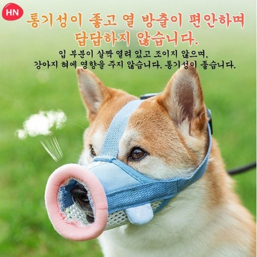 HN 귀여운 강아지 입마개 메쉬 배기 개 토시 조절 가능 파괴를 방지하다 속박대
