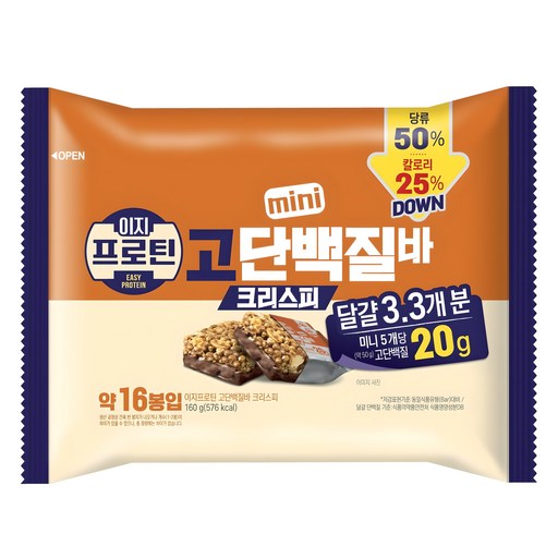 롯데웰푸드 이지프로틴 크리스피 미니 고단백질바