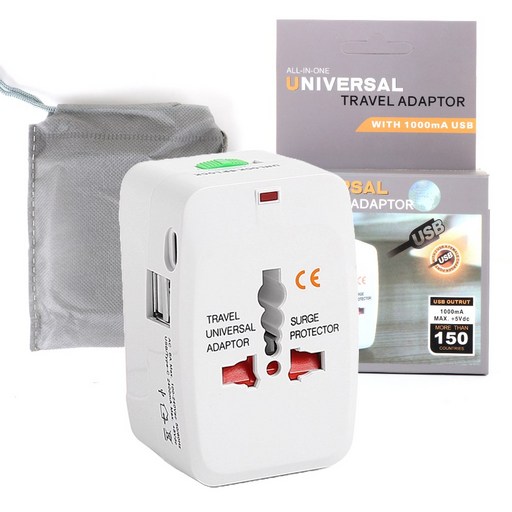 리빙유 USB 2포트 멀티 변환 여행용 어댑터 + 보관파우치