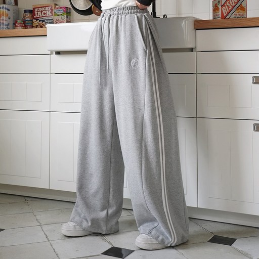 키140키150키160 자체제작 키키코 옆핀턱투라인트레이닝팬츠 와이드 밑단 스트링 트레이닝바지 중학생 여성 키작녀