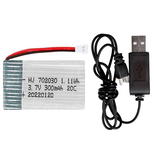 올칩 3.7V 300mAh 드론배터리 1개 USB충전기 세트 RC완구 과학상자 로봇 호환