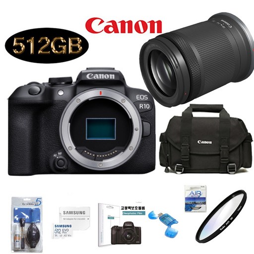 CANON EOS R10 18-150mm F3.5-6.3 IS STM KIT+SD512GB+정품가방+KENKO AIR UV 필터+크리닝킷+LCD필름+리더기 고용량 풀패키지