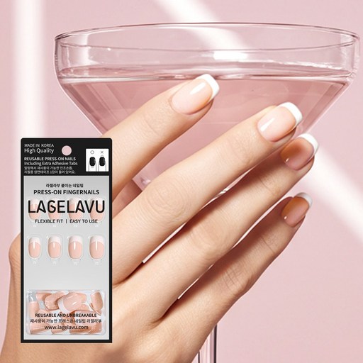 라젤라부 화이트 프렌치 네일팁 착용감이 편안한 길이의 네일팁