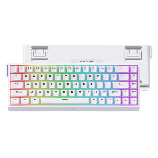 MCHOSE 에이스 68 프로급 게이밍 유선 키보드 E스포츠 버전, 화이트, 블루 아이스 마그네틱축, 제조사축