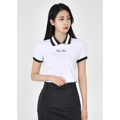 다운블로우 여자 기능성 골프웨어 배색 라인 카라 반팔 티셔츠 DB 2501-1