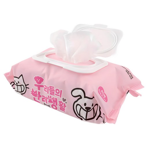 우리들의 반려생활 펫티슈 반려동물 강아지 고양이 캡형 엠보싱 대용량 이경규 물티슈