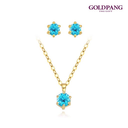 [골드팡] 14k/18k 1부 천연탄생석 목걸이귀걸이 세트-11월 블루토파즈(당일도착) 여성데일리 11월탄생석 우정 여자친구 기념일 생일선물추천
