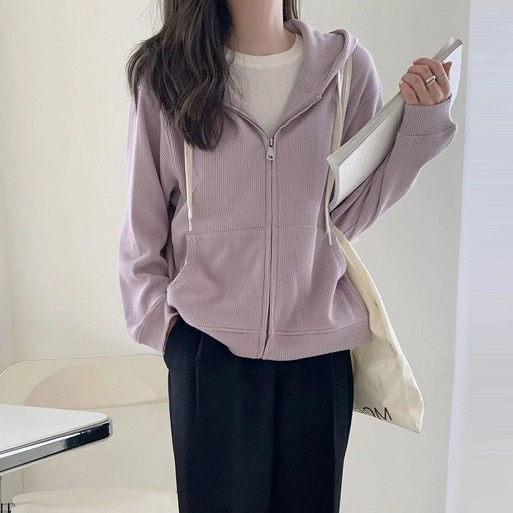 디멜디 여성용 루즈핏 오버핏 간편 데일리 집업 자켓