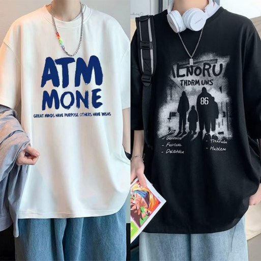 11 남성 여름 반팔 티셔츠 캐주얼 상의 레깅스 루즈핏 데일리 라운드 5부 소매 티셔츠 빅사이즈 ZZL