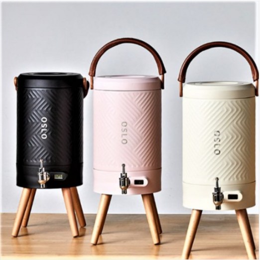 오슬로 워터저그 4.5L 보온보냉 온도계 스텐수도꼭지 분리스탠드 캠핑 카페 디스펜서, 화이트