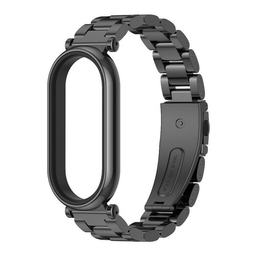 샤오미 미밴드 10 9 7 6 5 4 3 시계줄 밴드 스마트워치8 줄 풀 메탈 클래식 스트랩, 블랙