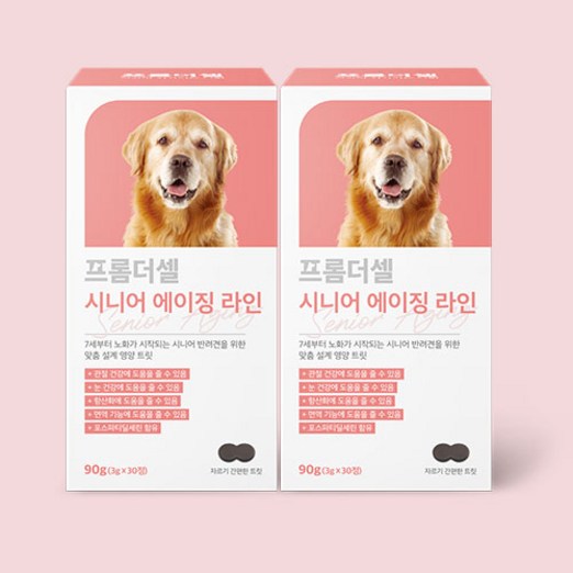 프롬더셀 강아지 노견전용 관절 피부 눈건강 백내장 치매 항산화 종합영양제, 30정, 종합영양제, 2개