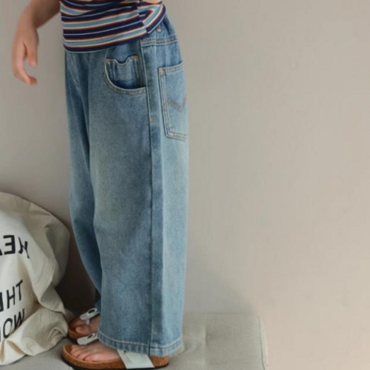 예가와이드팬츠 유아동 데님팬츠 남아 여아 청바지 키즈 일자핏 데일리룩 밴딩