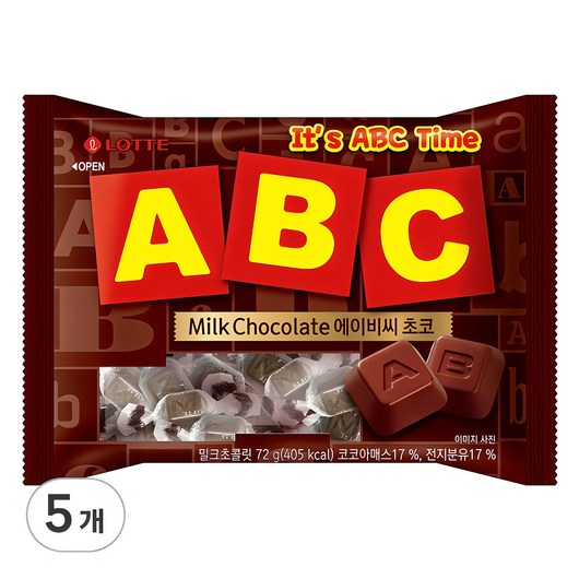 롯데웰푸드 ABC 초콜릿, 187g, 5개