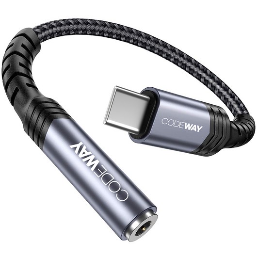 코드웨이 usb c타입 to 3.5 이어폰 싱글 젠더, 0m, 그레이(싱글), 1개