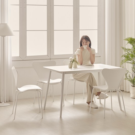 보니애가구 루니 포셀린 세라믹 식탁세트 1400 방문설치, 화이트, 일반의자 4