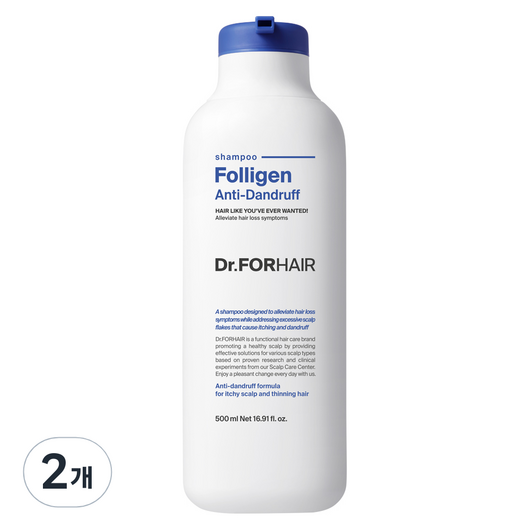 닥터포헤어 폴리젠 비듬개선 탈모 완화 샴푸, 500ml, 2개