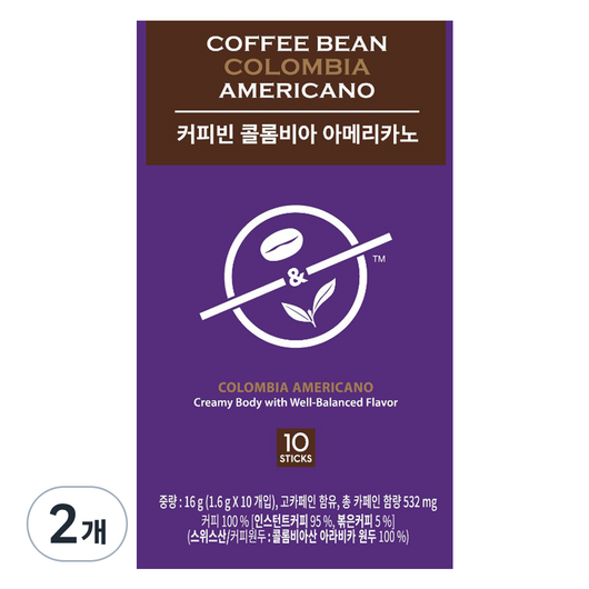커피빈 콜롬비아 아메리카노 스틱커피, 1.6g, 10개입, 2개