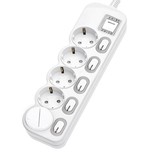 에코파워탭 LED 개별 과부하차단 멀티탭 전선형 5구 EPM-L305SS + 안전커버 랜덤발송, 4m, 혼합색상, 1개